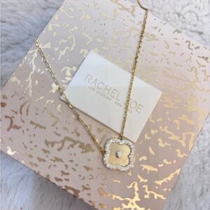 Rachel Zoe Gold Necklace with Rhinestone Clover Pendant